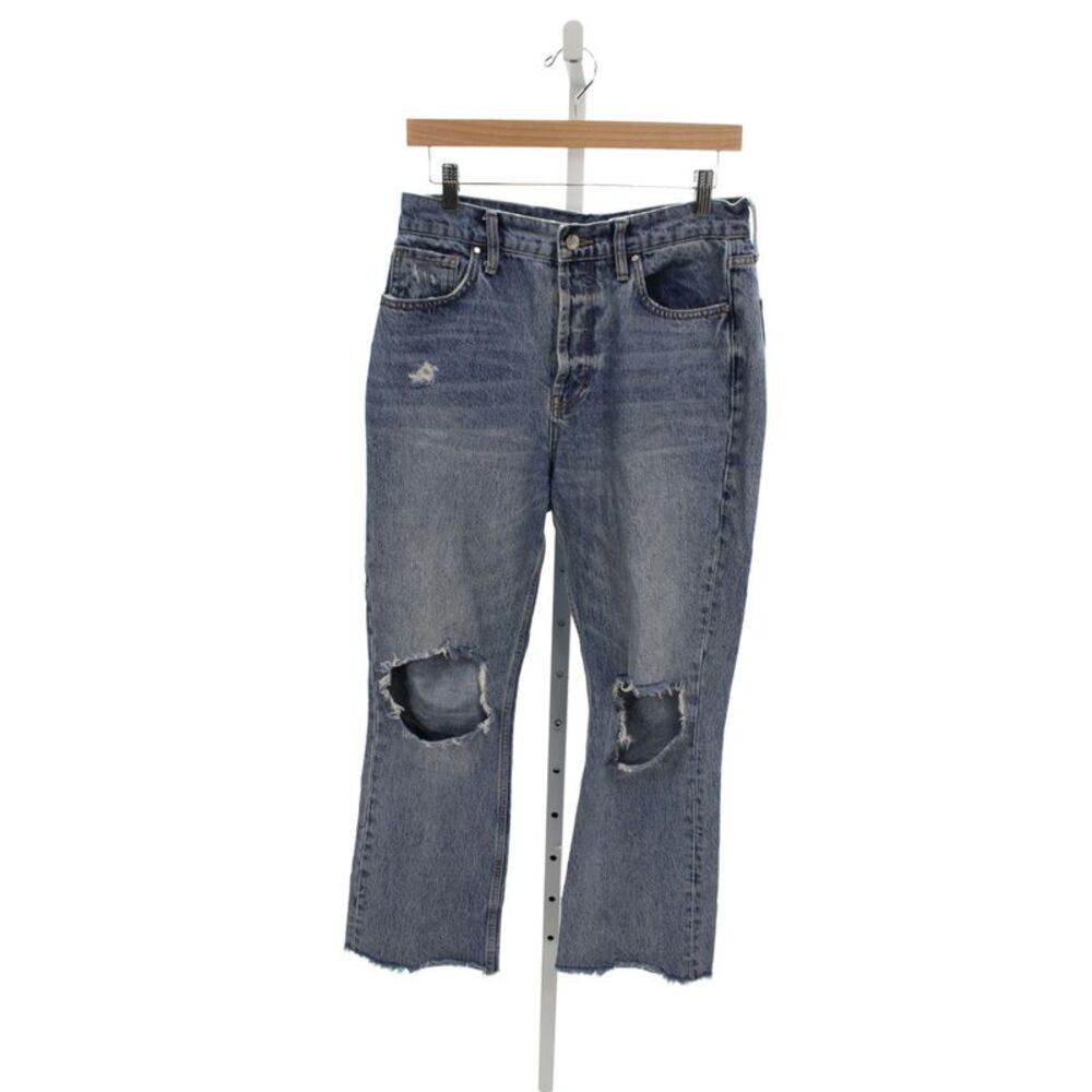 Anine Bing Womens Cropped High Waist Dark Blue Jeans Size 30